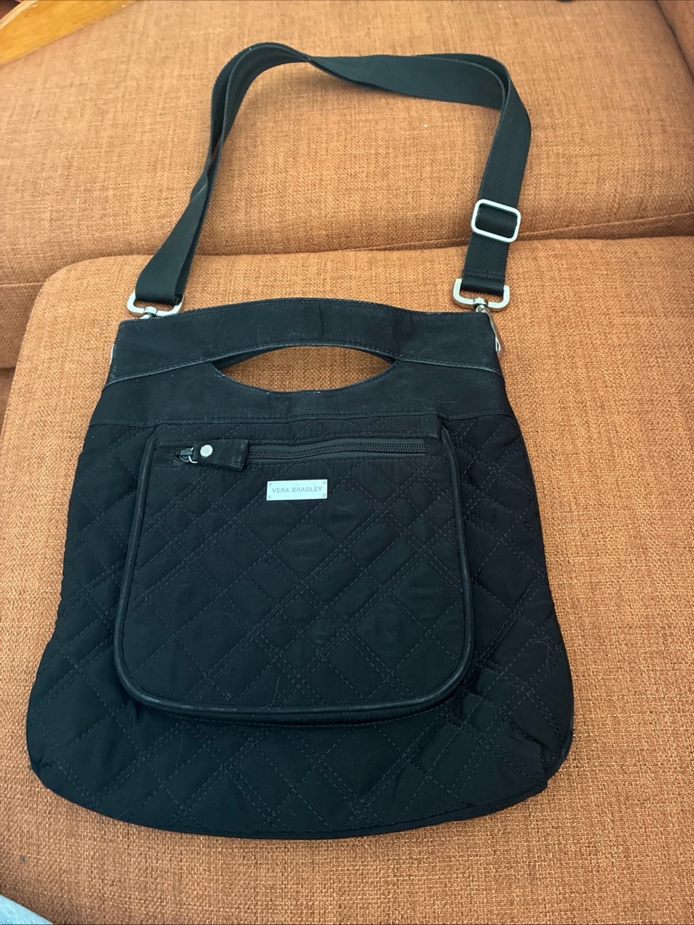 Vera Bradley Black Quilted Crossbody Bag Purse